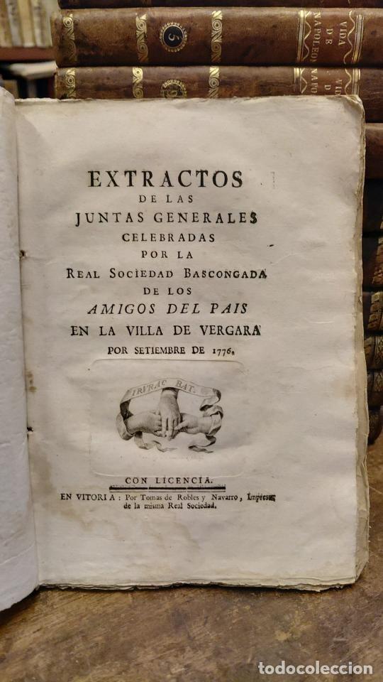 Libros: EXTRACTOS DE LAS JUNTAS GENERALES CELEBRADAS POR LA REAL SOCIEDAD BASCONGADAS DE LOS AMIGOS DEL PAIS