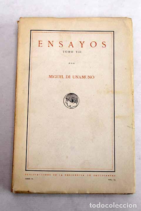 Libros: Ensayos, tomo VII: Unamuno, Miguel de.- Unamuno, Miguel de