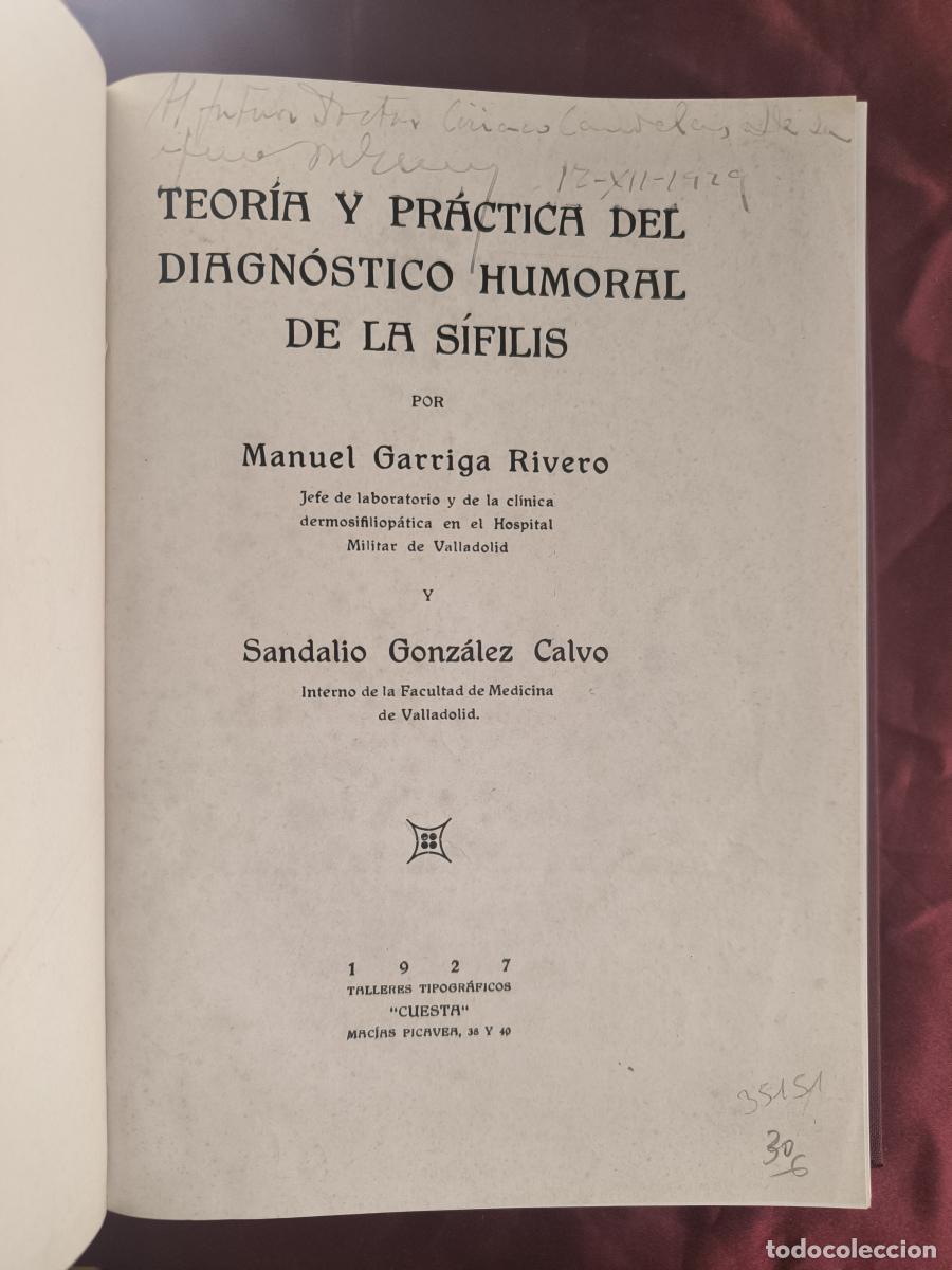 Libros: Teor&iacute;a y pr&aacute;ctica de diagn&oacute;stico humeral de la s&iacute;filis - Manuel Garriga y Sandalio Gonz&aacute;lez