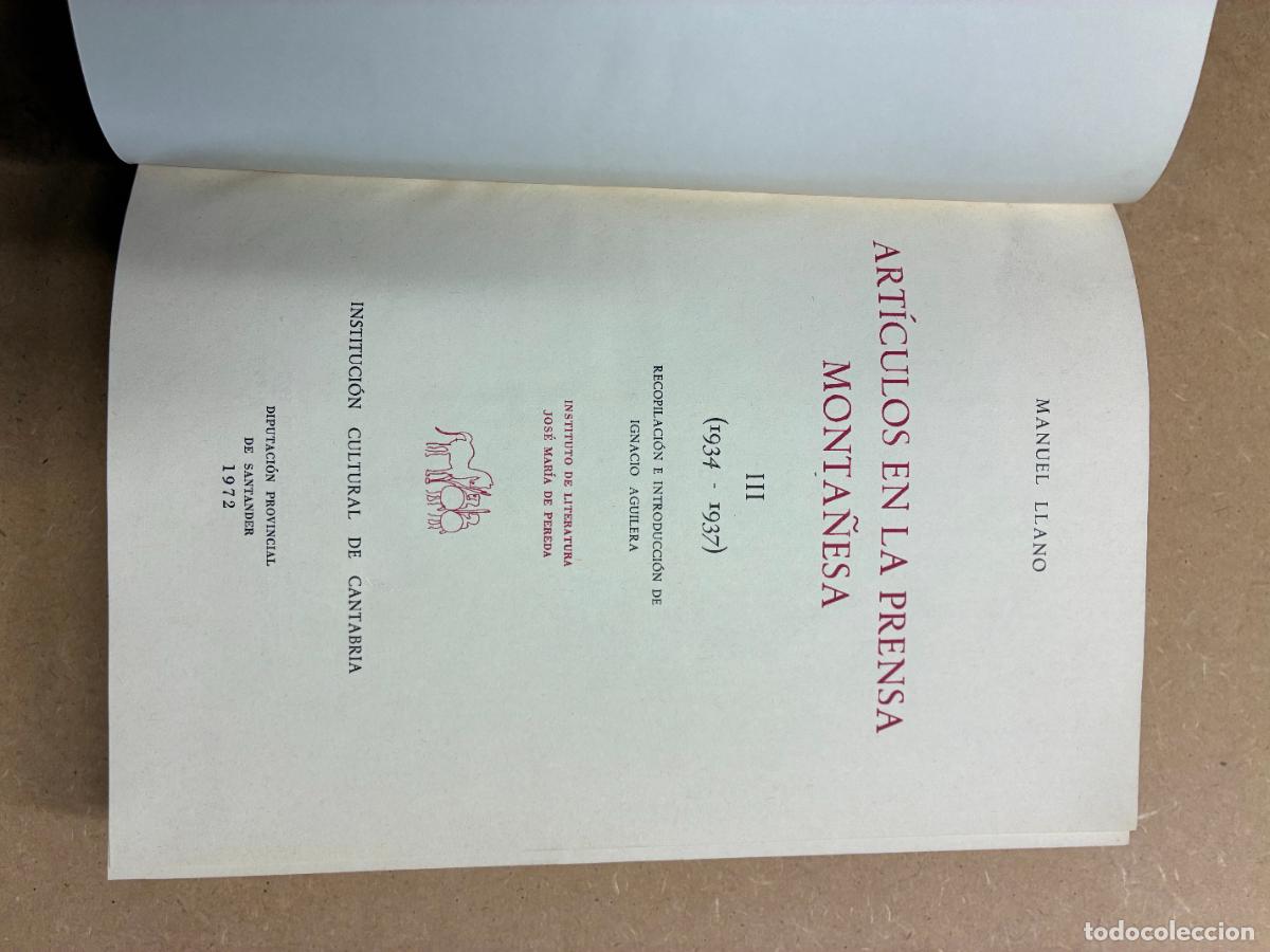 Libros: ART&Iacute;CULOS EN LA PRENSA MONTA&Ntilde;ESA. III. (1934-1937). - MANUEL LLANO.