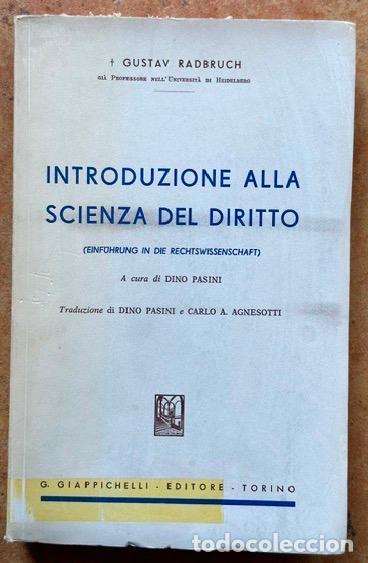 Libros: INTRODUZIONE ALLA SCIENZA DEL DIRITTO. (Einf&uuml;hrung in die Rechtswissenschaft) - RADBRUCH, Gustav