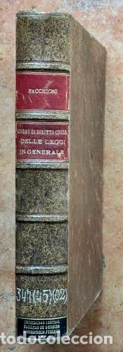 Libros: CORSO DI DIRITTO CIVILE. DELLE LEGGI IN GENERALE. (artt. 1-5 Disp. Prel. Cod. Civile) - PACCHIONI, G