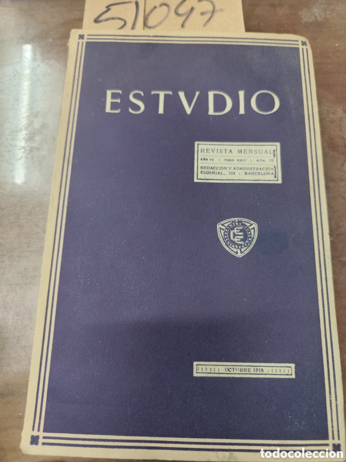 Livres: ESTVDIO. Revista mensual de Ciencias,Artes y Literartura n&ordm; 70. Octubre 1918