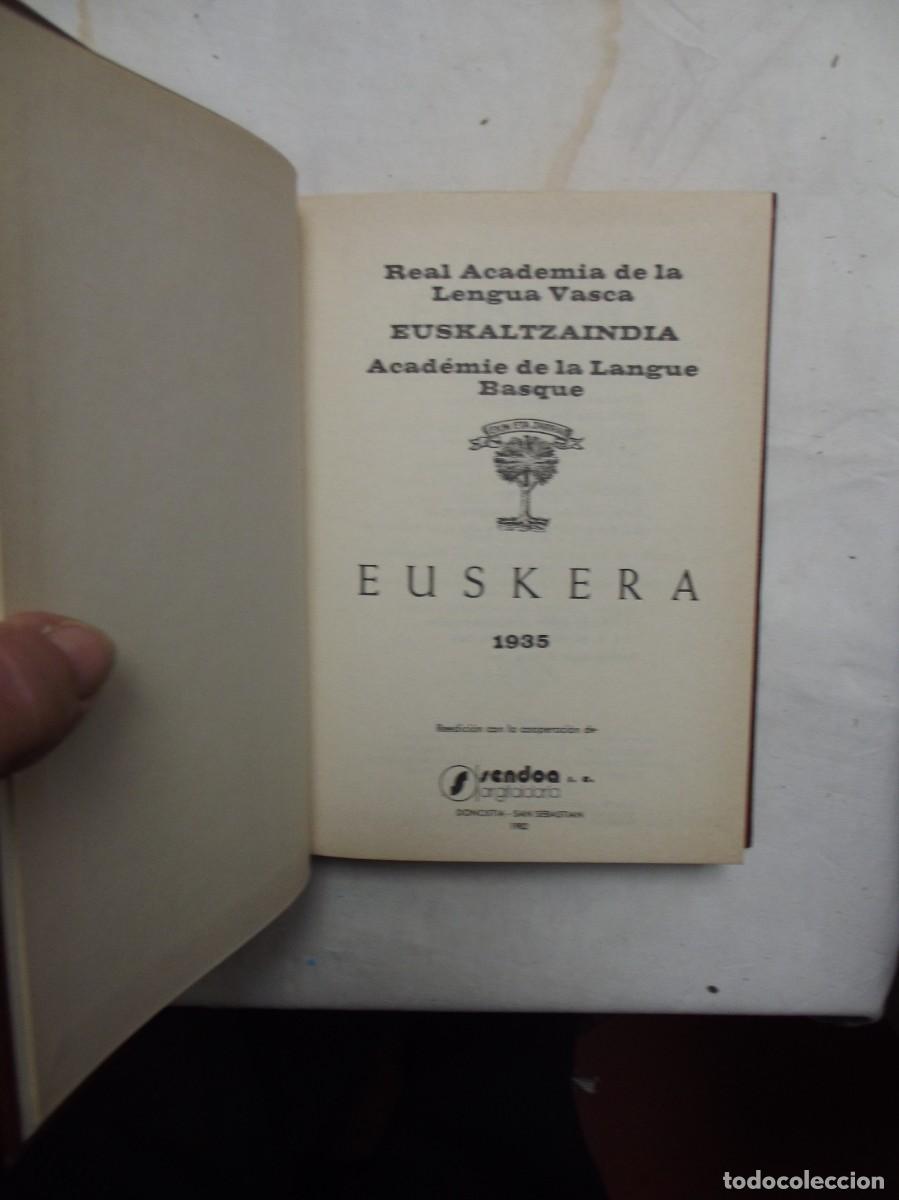 Libros: EUSKERA 1935 EUSKALTZAINDIA ( REEDICION CON LA COOPERACION DE SENDOA ) - Foto 1