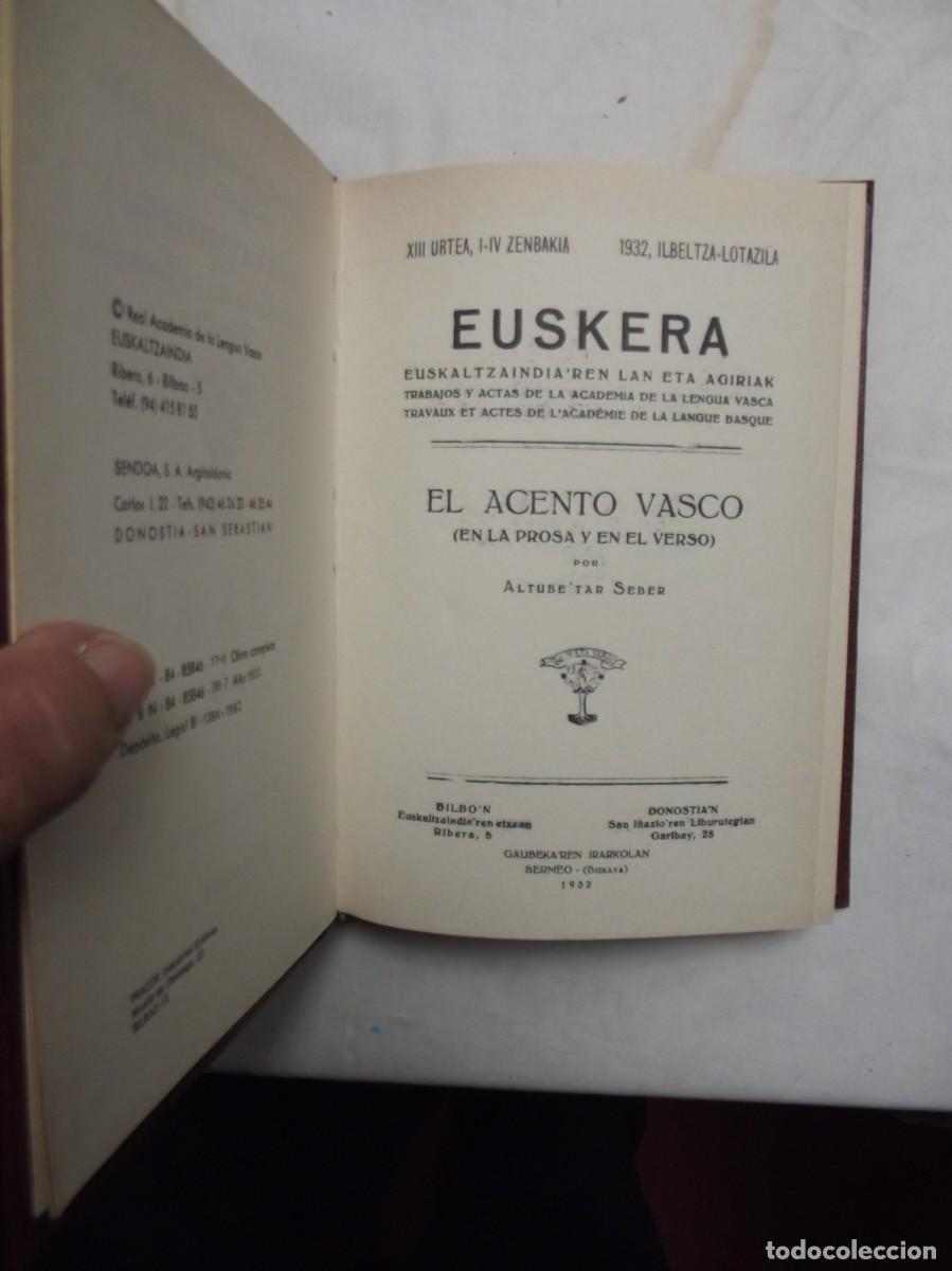 Libros: EUSKERA 1932 EUSKALTZAINDIA ( REEDICION CON LA COOPERACION DE SENDOA )