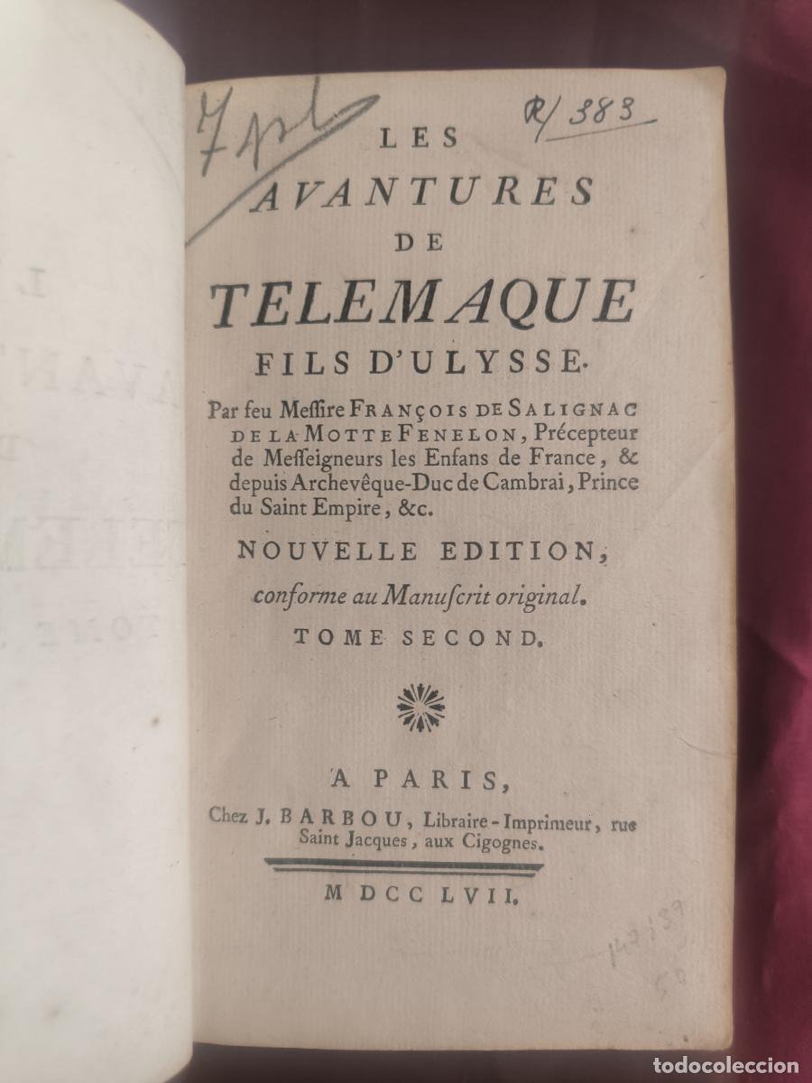 Libros: Les Aventures de T&eacute;l&eacute;maque, fils d'Ulysse. Tomo II - Mothe-F&eacute;nelon.