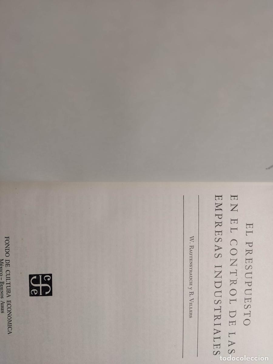 Libros: El presupuesto en el control de las empresas industriales - w rautenstrauch y R. Villers tdk14