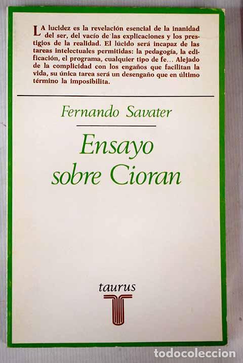 Libros: Ensayo sobre Cioran: Savater, Fernando.- Savater, Fernando
