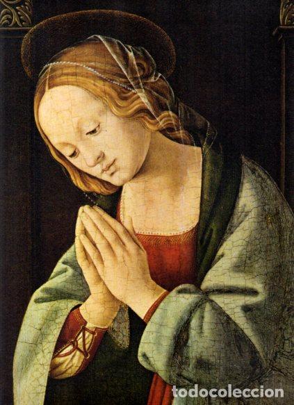 Libri di seconda mano: LAMINA V53010: La Virgen adorando al Ni&ntilde;o Jesus por Lorenzo di Credi. Detalle