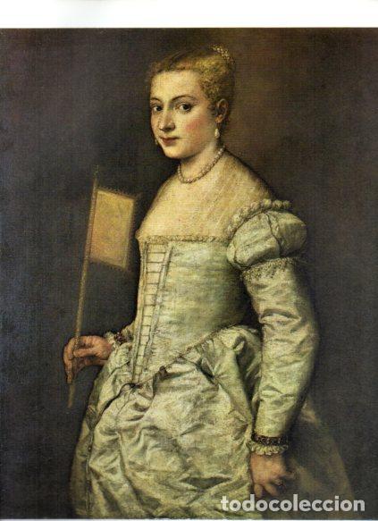 Libri di seconda mano: LAMINA V53015: Retrato de una dama con abanico por Ticiano