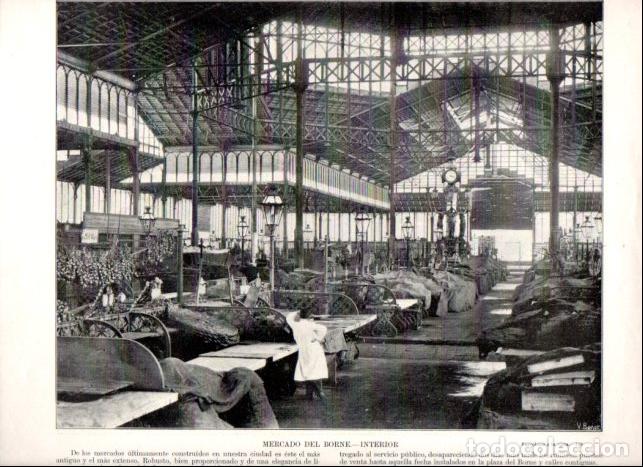 Livres: LAMINA V52418: Mercado del Borne interior, Barcelona