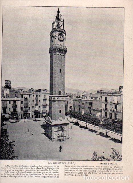 Libros: LAMINA V52330: La Torre del Reloj en Gracia Barcelona