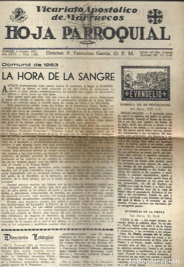 Livros em segunda m&atilde;o: VARIOS 7351: Hoja Parroquial 4 de octubre de 1953
