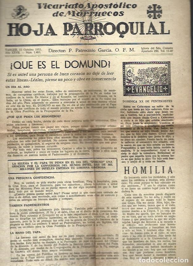 Livros em segunda m&atilde;o: VARIOS 7352: Hoja Parroquial 11 de octubre de 1953