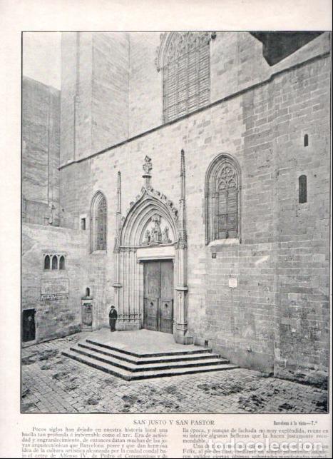 Libri di seconda mano: LAMINA V52401: Iglesia de San Justo y San Pastor en Barcelona