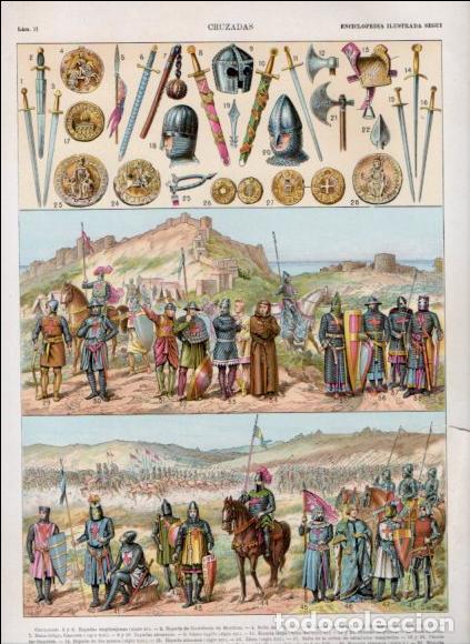 Livros em segunda m&atilde;o: LAMINA V53475: Cruzadas. Espadas, lanzas, cruzados normandos, franceses y alemanes - Varios