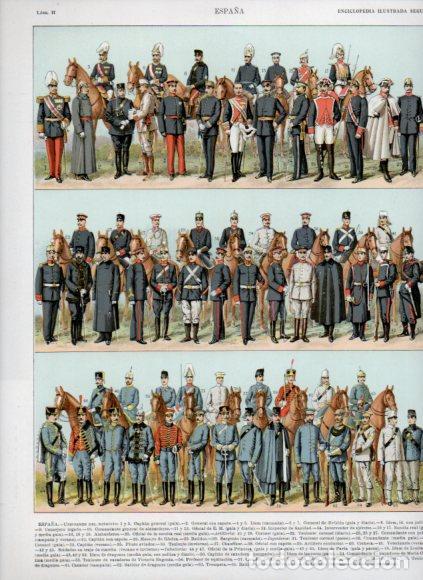 B&uuml;cher: LAMINA V53473: Espa&ntilde;a. Uniformes del ejercito. Enciclopedia Segui - Varios