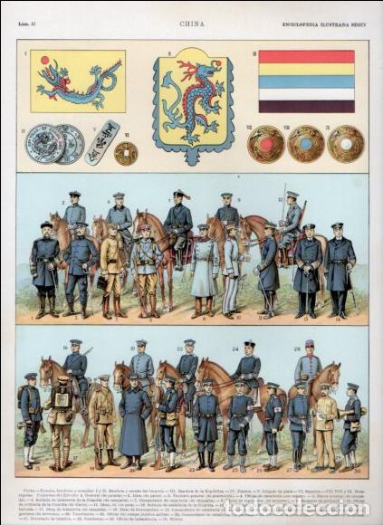 Livros em segunda m&atilde;o: LAMINA V53474: China. Escudos, banderas y uniformes del ejercito. Enciclopedia Segui - Varios
