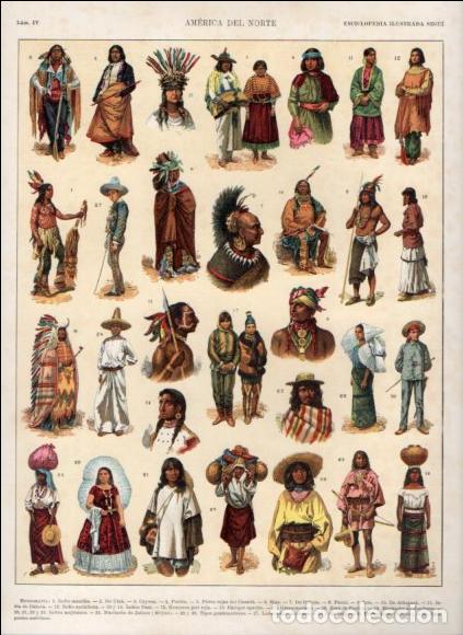 Libri di seconda mano: LAMINA V53479: Etnografia de America del Norte. Enciclopedia Segui - Varios
