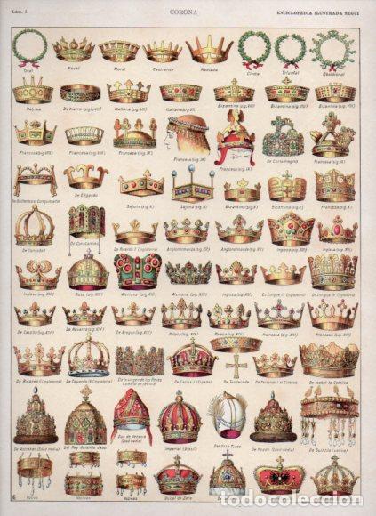 B&uuml;cher: LAMINA V53483: Tipos de coronas. Enciclopedia Segui - Varios