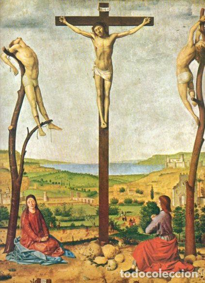 Libros: LAMINA V53247: Calvario con la Virgen y san Juan por A. da Messina