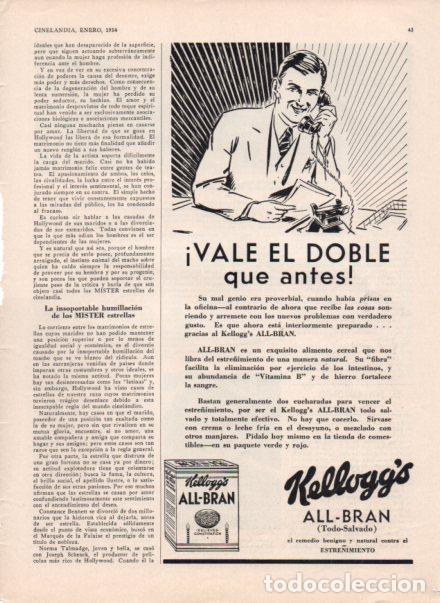 Libri di seconda mano: LAMINA V53406: Publicidad Kellogg's All-Brand