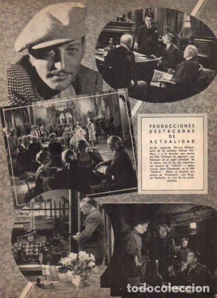 Libri di seconda mano: LAMINA V53421: Warren William y Edward G. Robinson en Pasiones de gigantes y Douglas Fairbanks en P