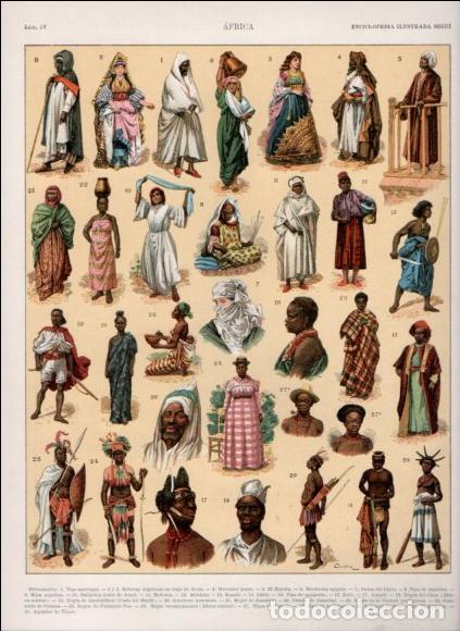 books: LAMINA V53476: Etnografia de Africa. Enciclopedia Segui - Varios
