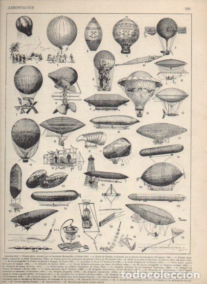 Livres: LAMINA V53497: Aerostation. Nouveau Larousse Illustre