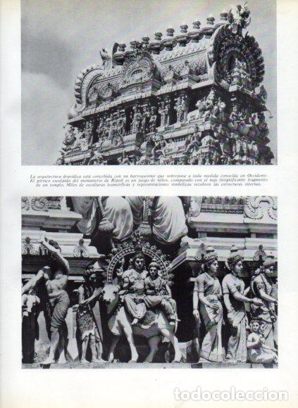 Libri di seconda mano: LAMINA V53769: Esculturas de la arquitectura dravidica. Templo vimana en Madras