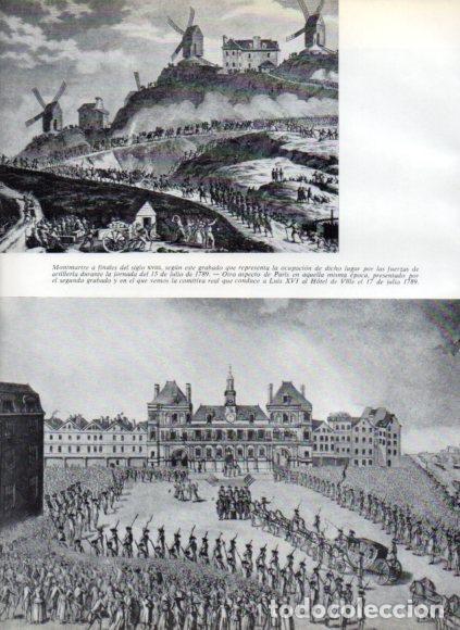 books: LAMINA V53800: Montmatre 15 julio 1789 y Luis XVI frente al Hotel de Ville en 1789 grabados de la ep