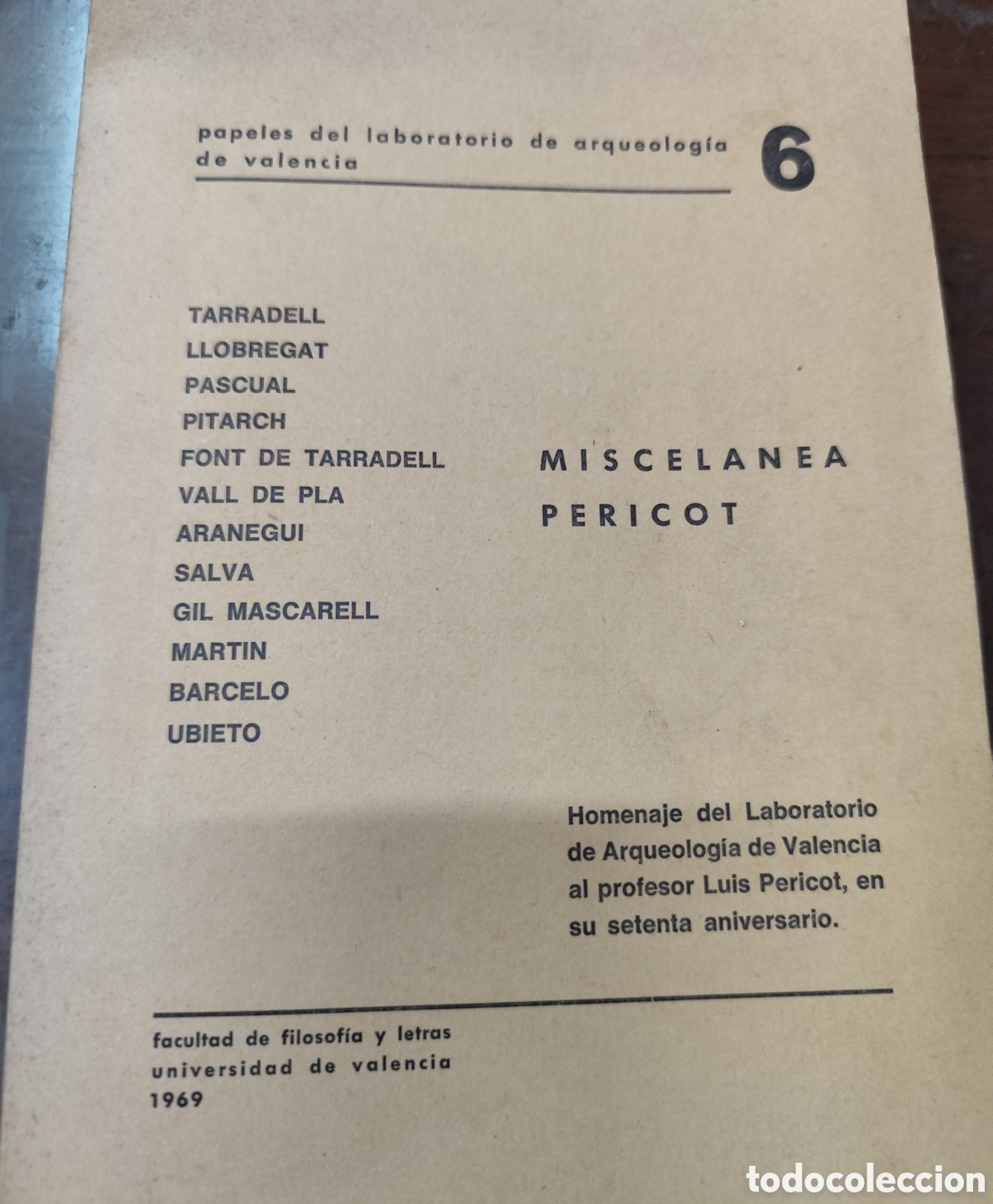Livros em segunda m&atilde;o: MISCELANEA PERICOT. Homenaje al profesor Luis Pericot. Papeles del laboratorio de arqueolog&iacute;a de Val