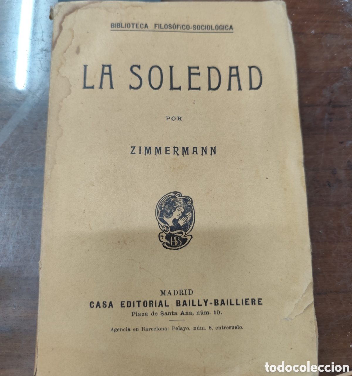 Livros em segunda m&atilde;o: LA SOLEDAD.. Biblioteca Fil&oacute;sofico Sociol&oacute;gica. A&ntilde;o 1910 - ZIMMERMANN