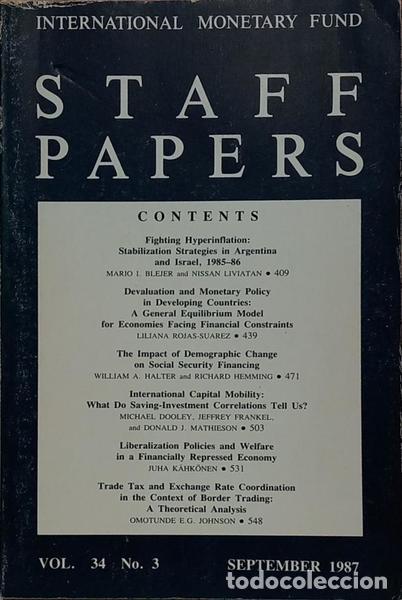 B&uuml;cher: INTERNATIONAL MONETARY FUND STAFF PAPERS, VOL. 34, N.&ordm; 3, SEPTEMBER 1987.