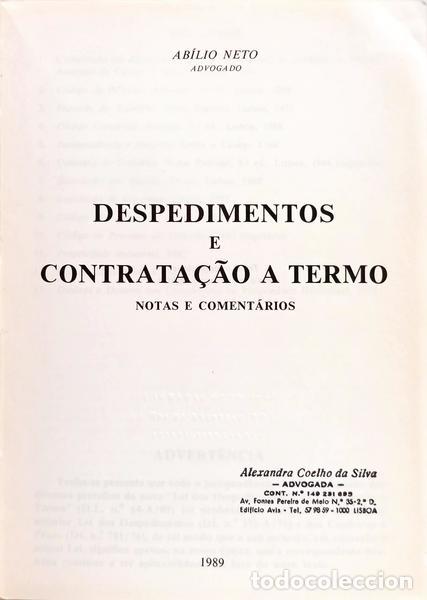 Libros: NETO. (Ab&iacute;lio) - DESPEDIMENTOS E CONTRA&Ccedil;&Atilde;O A TERMO. - Foto 2