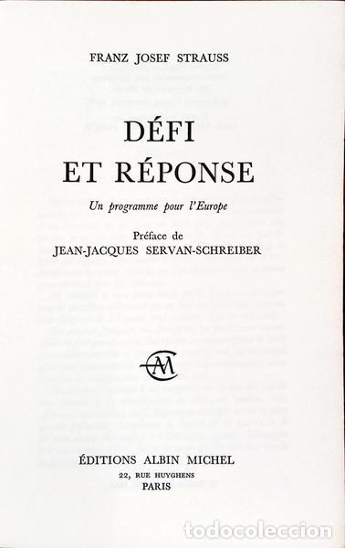 Libros: STRAUSS. (Franz Josef) - D&Eacute;FI ET R&Eacute;PONSE. - Foto 2