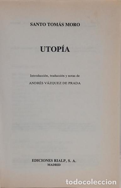 Libros: MORO. (Santo Tom&aacute;s) - UTO&Iacute;A. - Foto 2