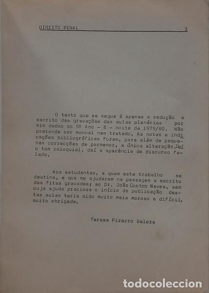 Libros: PIZZARO BELEZA. (Tereza) - DIREITO PENAL, AULAS PLEN&Aacute;RIAS AO 5.&ordf; ANO B, NOITE DE 1979-1980.