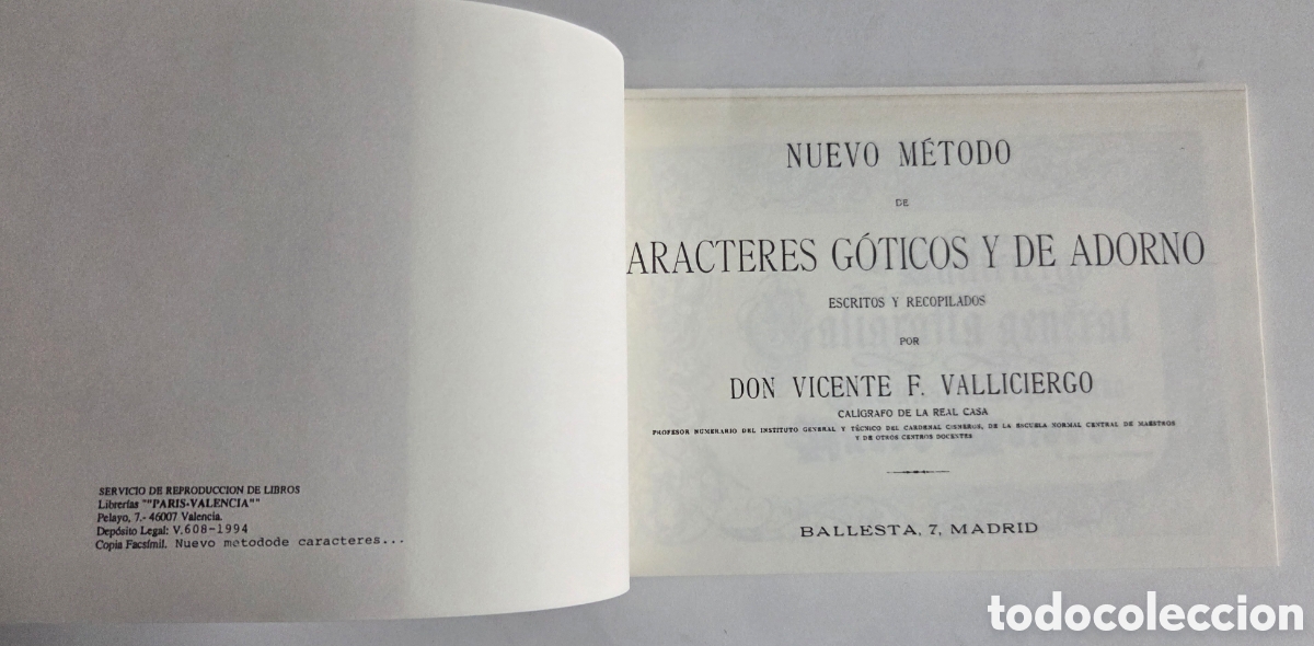 Libros: Caligraf&iacute;a general. V. F. Valliciergo. FACSIMIL. - Foto 2
