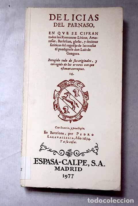 Libros: Delicias del Parnaso.- G&oacute;ngora y Argote, Luis de