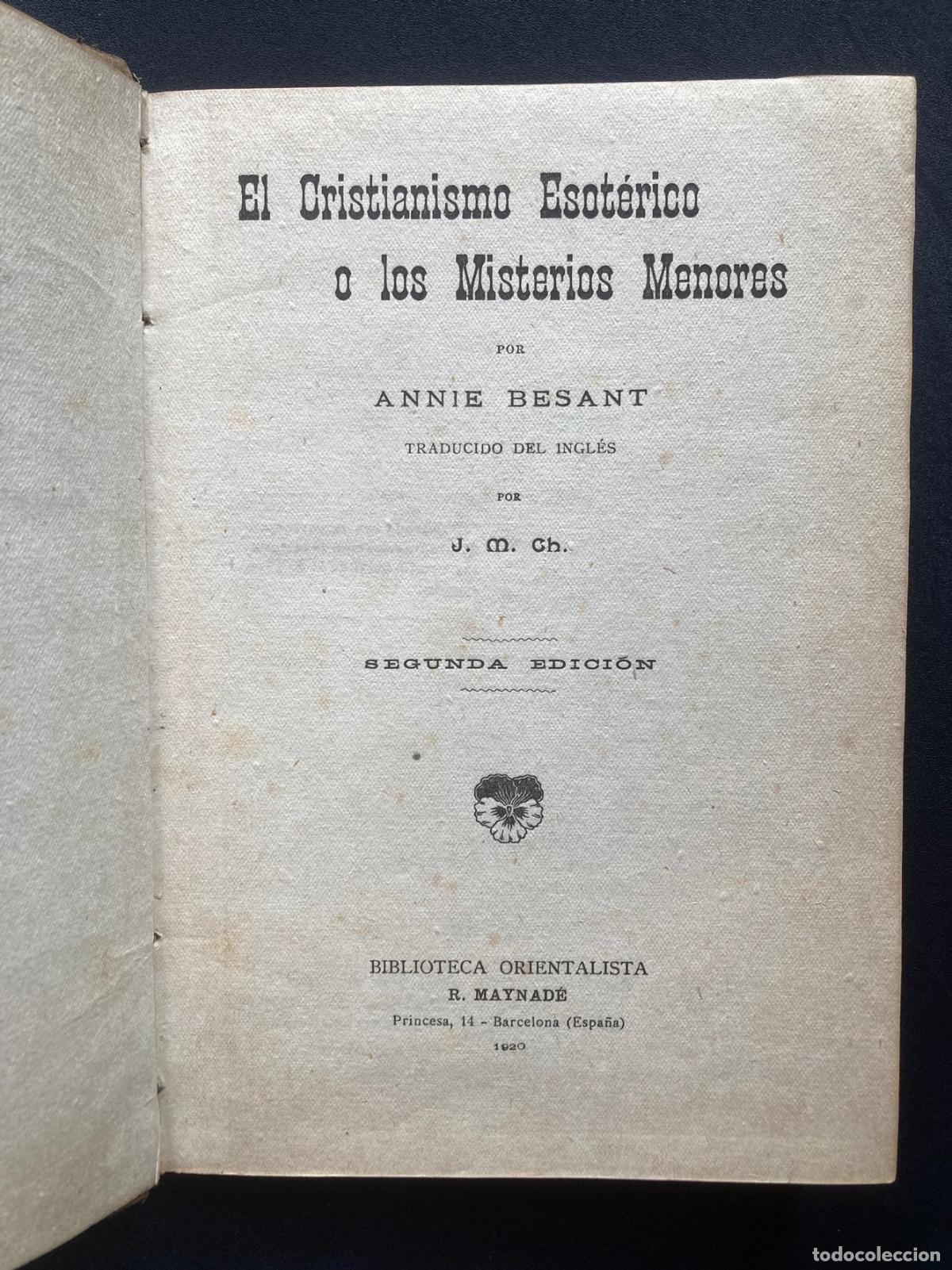 Libros: Annie Besant - El cristianismo esot&eacute;rico o los misterios menores