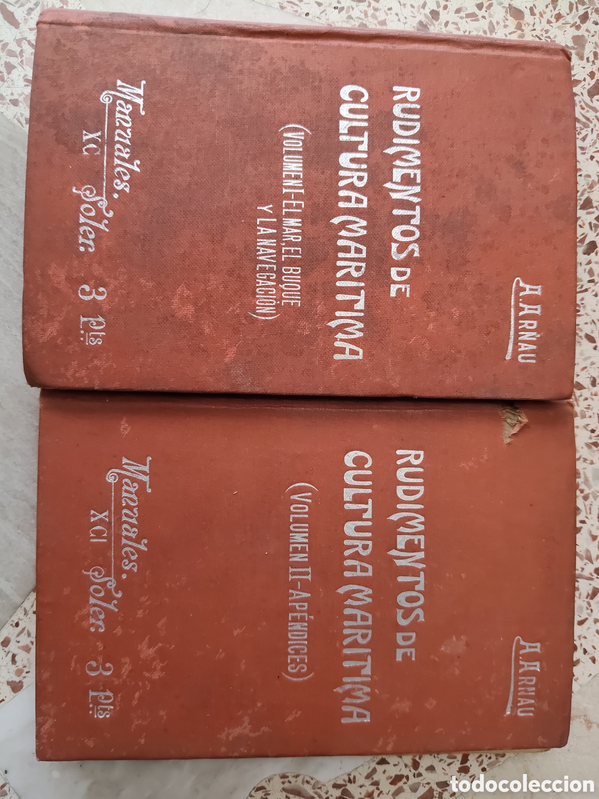 Libros: Lote 2 libros rudimentos de cultura Mar&iacute;tima Tomo 1 y 2