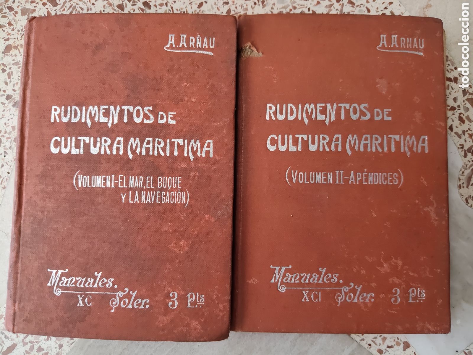 Libros: Lote 2 libros rudimentos de cultura Mar&iacute;tima Tomo 1 y 2