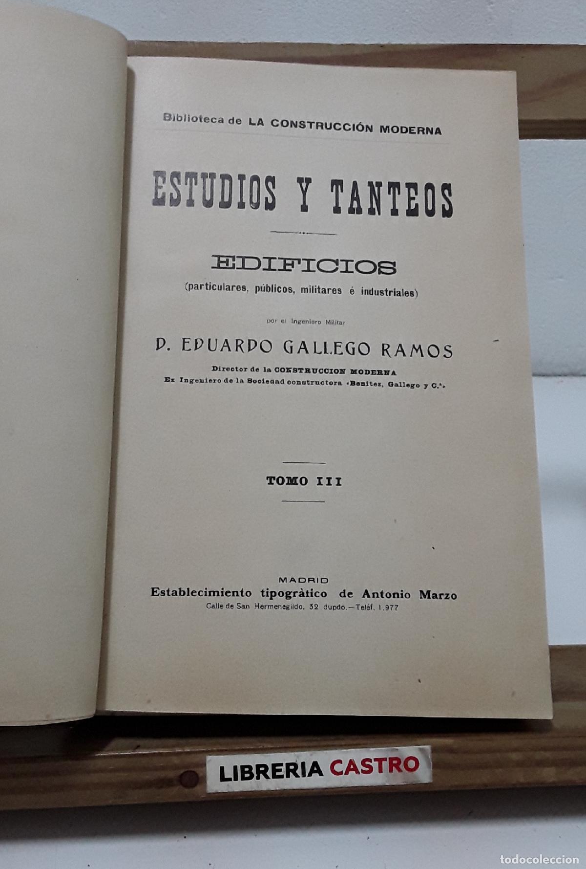 Libros: Estudios y Tanteos. Edificios particulares, p&uacute;blicos, militares e industriales. Tomo III - Eduardo G