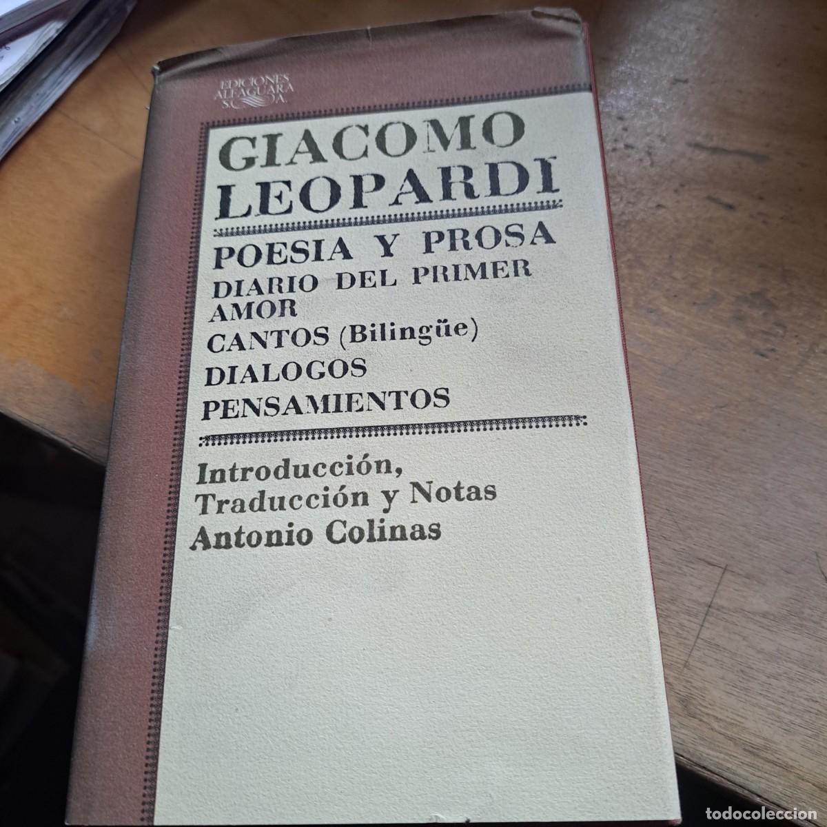 Libros: Poes&iacute;a y prosa. Diario del primer amor. Cantos (Biling&uuml;e). Di&aacute;logos. Pensamientos - Giacomo Leopardi