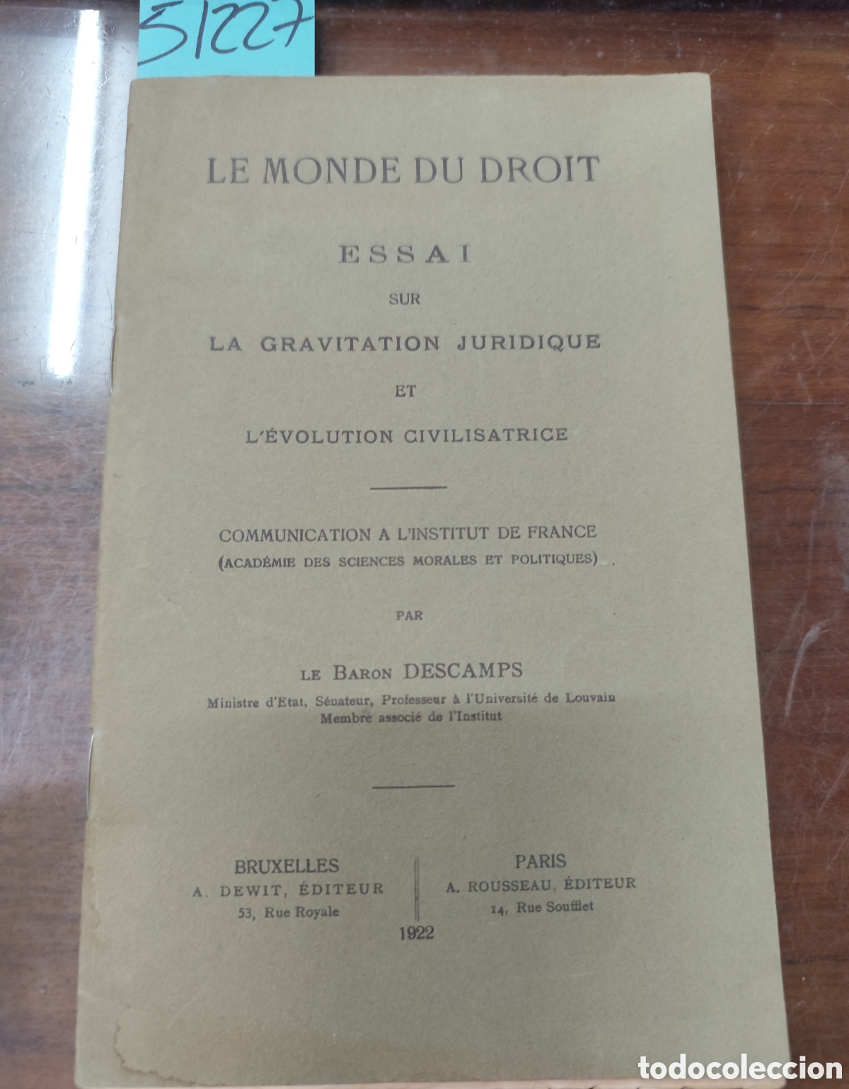 Libros: ESSAI SUR LA GRAVITACION JURIDIQUE ET L EVOLUTION CIVILISATRICE. ENSAYO SOBRE LA GRAVITACI&Oacute;N JUR&Iacute;DIC