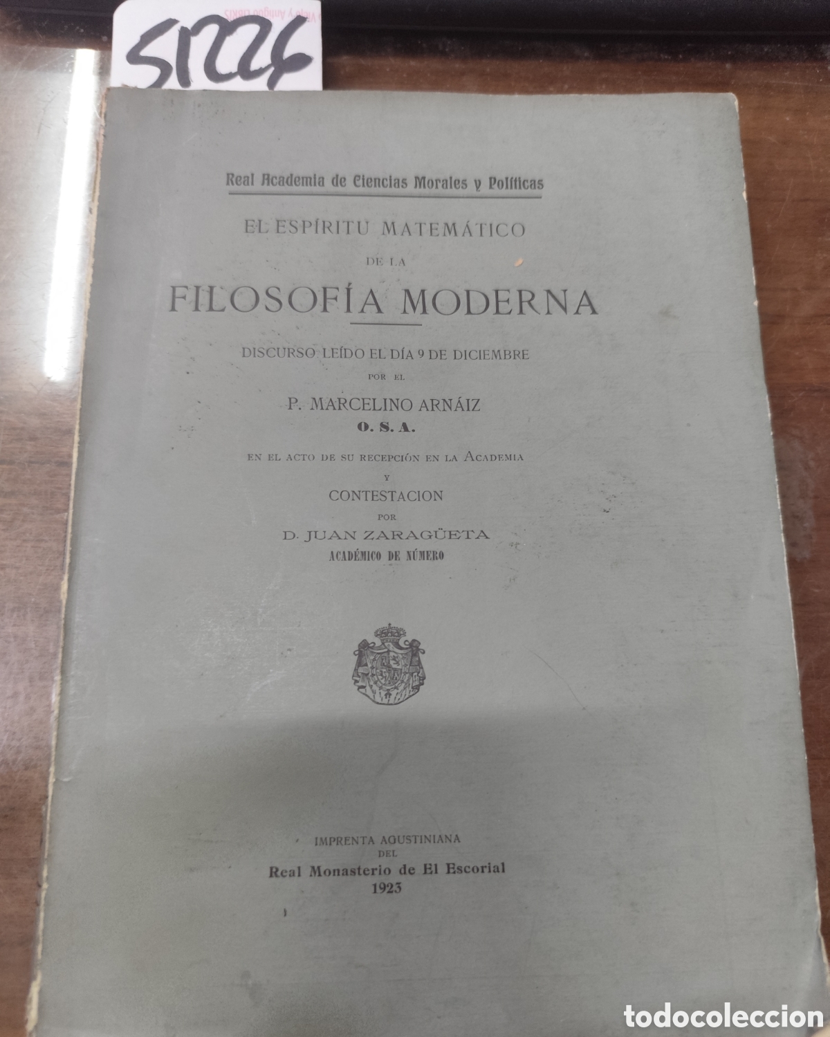 Libros: EL ESPIRITU MATEMATICO DE LA FILOSOFIA MODERNA. 1&ordf; Edici&oacute;n. A&ntilde;o 1923 - ARNAIZ,Marcelino