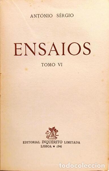 Libros: ANT&Oacute;NIO S&Eacute;RGIO. - ENSAIOS, TOMO VI. - Foto 2