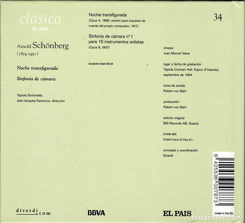 Libros: Sch&ouml;nberg - Noche transfigurada. Sinfon&iacute;a de c&aacute;mara. CD - Foto 2