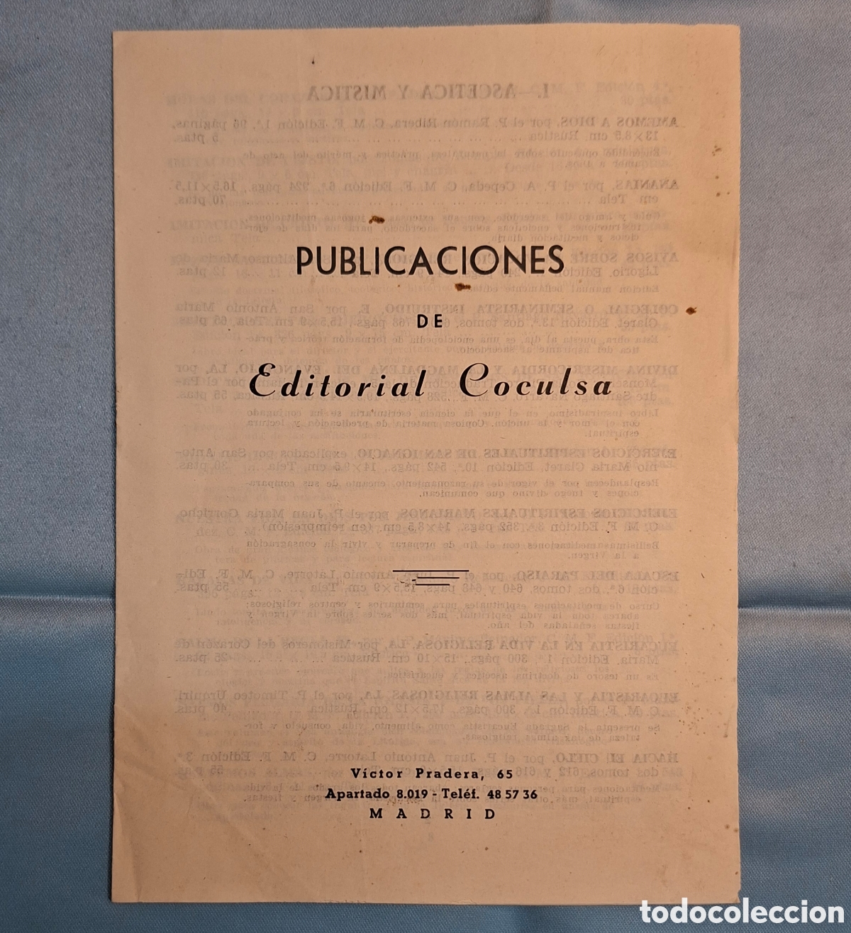 Libros: Cat&aacute;logo de publicaciones &ndash; Editorial Coculsa, Madrid, c. 1950